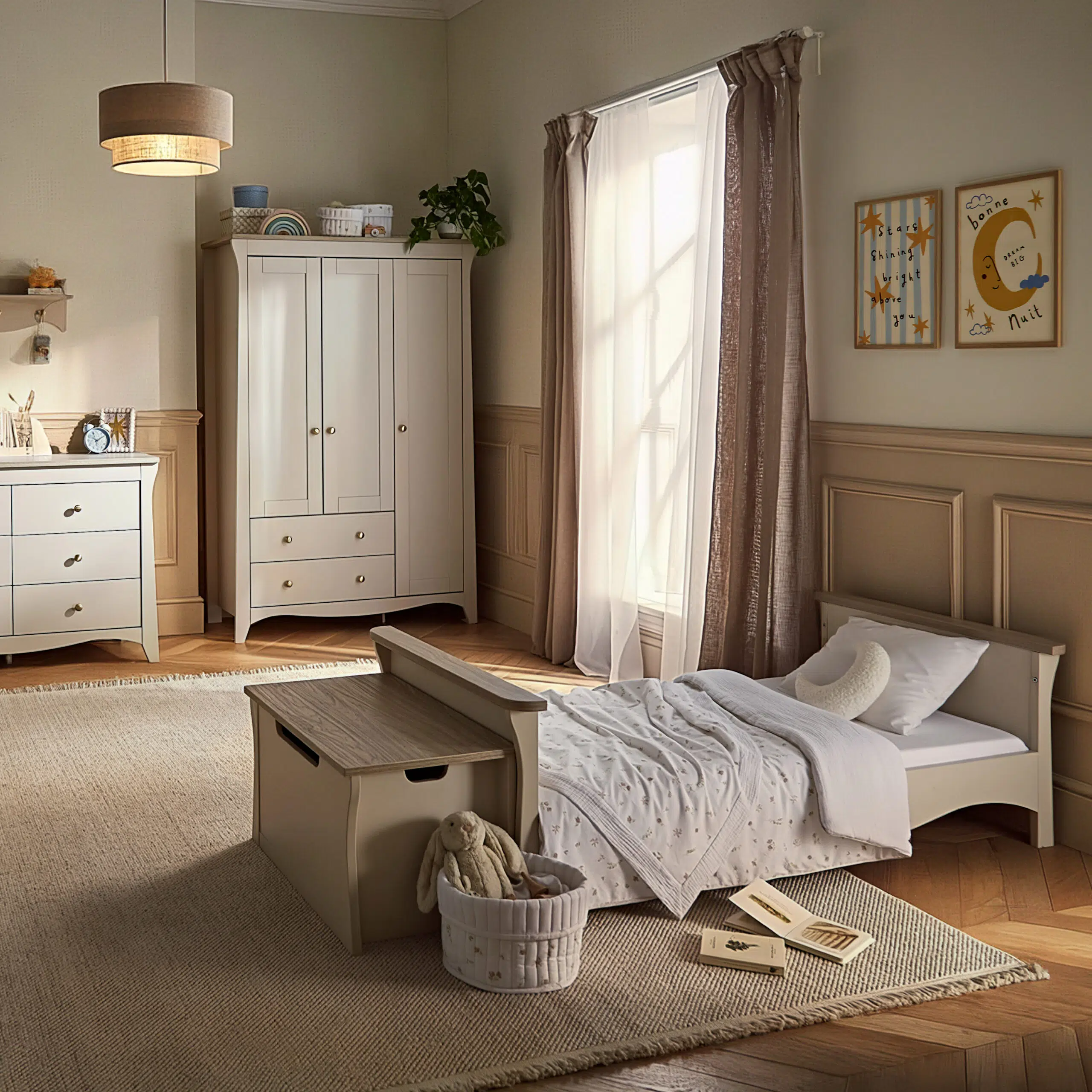 CuddleCo Clara Luxe 2 Piece Room Set included Cot Bed and Dresser - Cashmere & Ash - Image 5