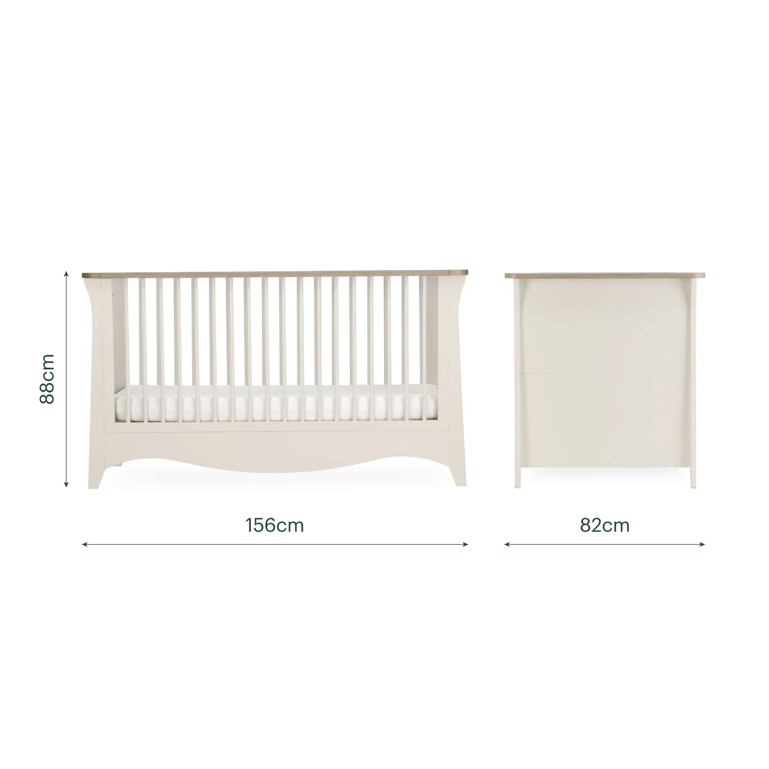 CuddleCo Clara Luxe 2 Piece Room Set included Cot Bed and Dresser - Cashmere & Ash - Image 6