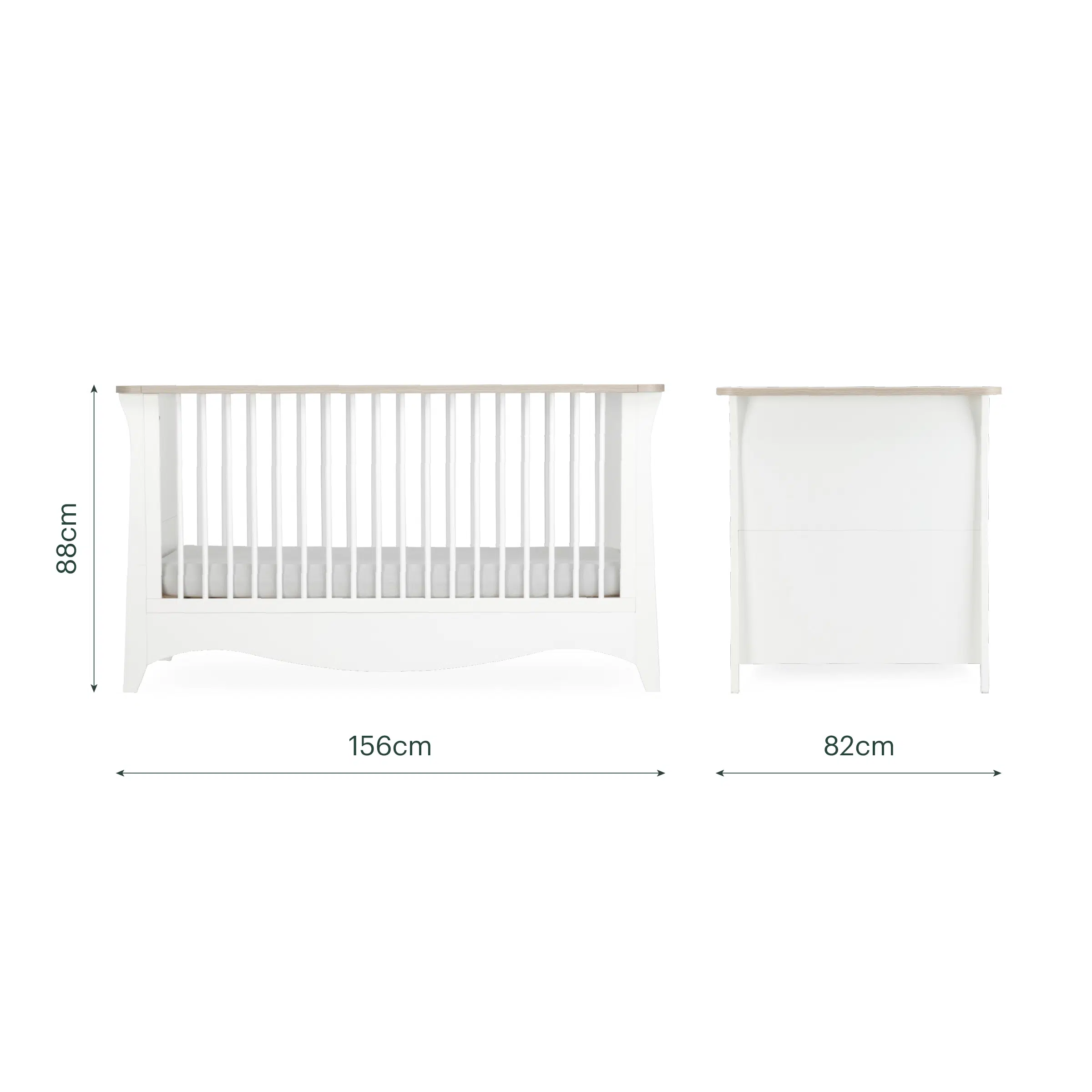 CuddleCo Clara Luxe 3 Piece Nursery Furniture Set includes Cot Bed, Dresser & Wardrobe - White & Ash - Image 8