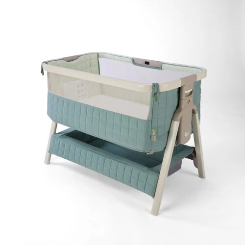 Tutti Bambini Cozee Sense Bedside Crib - White Wash / Kelp