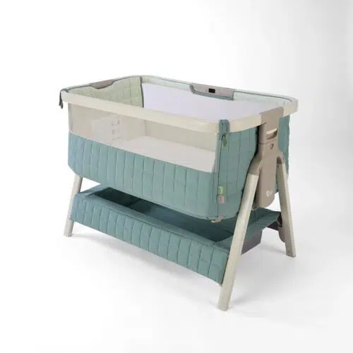 Tutti Bambini Cozee Sense Bedside Crib - White Wash / Kelp